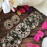 Green Victorian Diamond High Neck Choker-VV1739